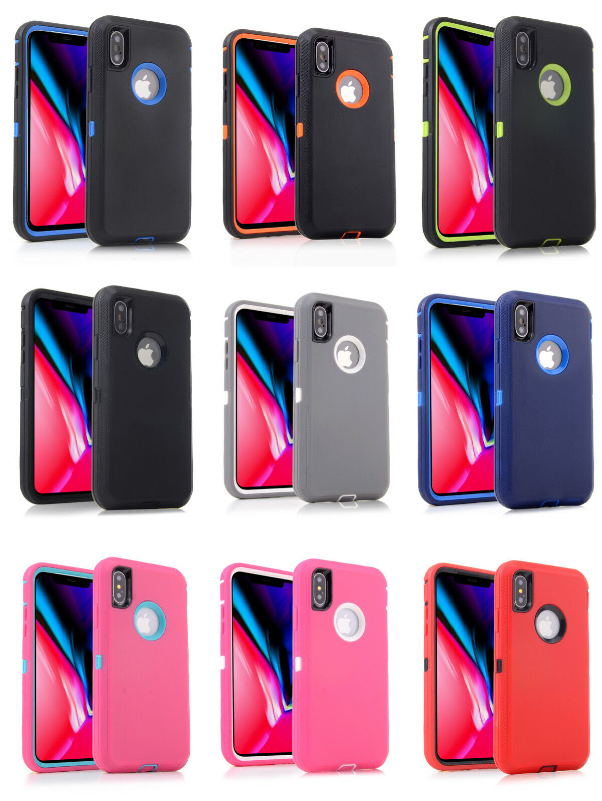Hybrid Heavy Duty Shockproof Rubber Cover For iPhone XS Max XR