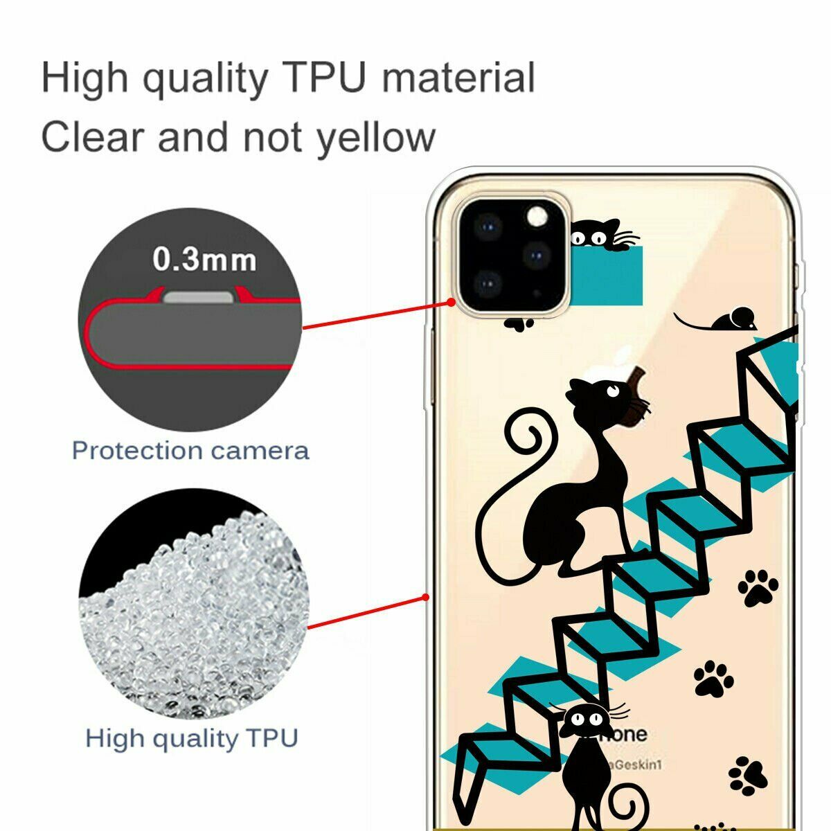 Slim Pattern Soft Rubber Silicone Clear Back Case For iPhone