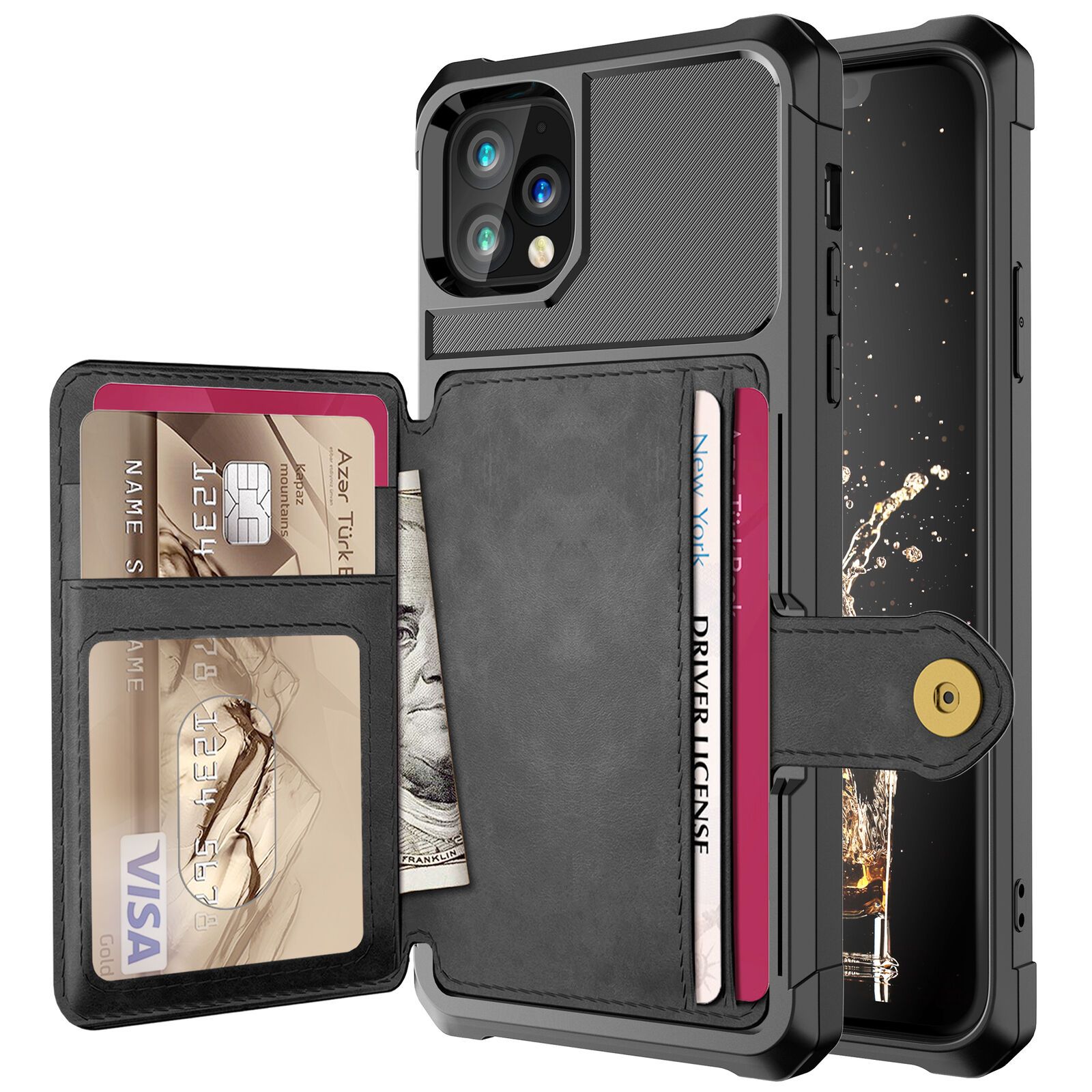 Leather Holder Flip Card Wallet Cover For iPhone