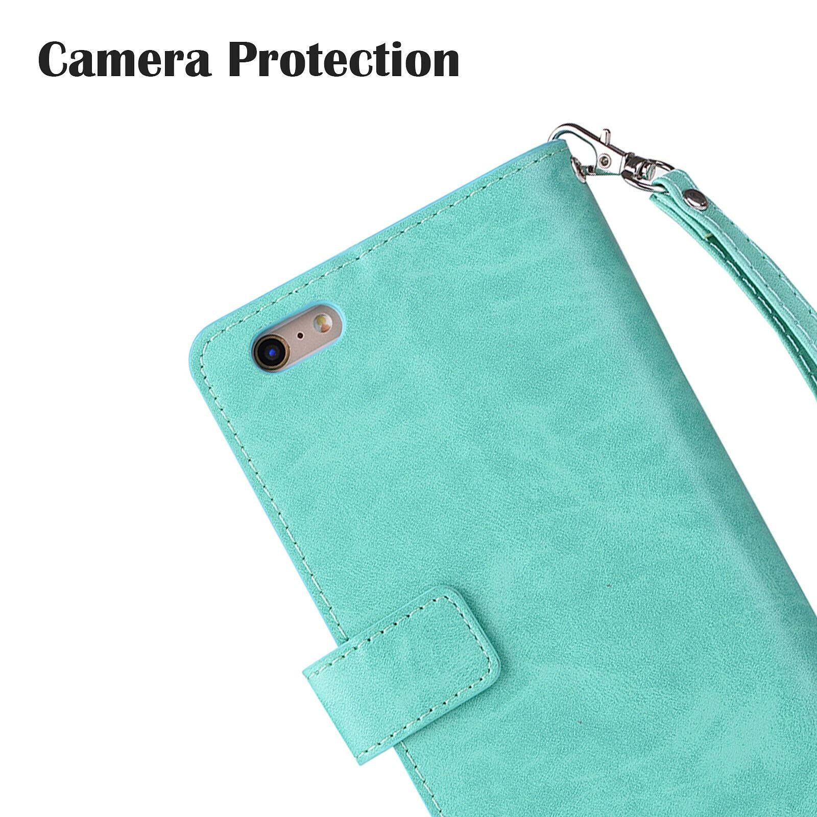 Leather Wallet Card Holder Stand Cover For iPhone