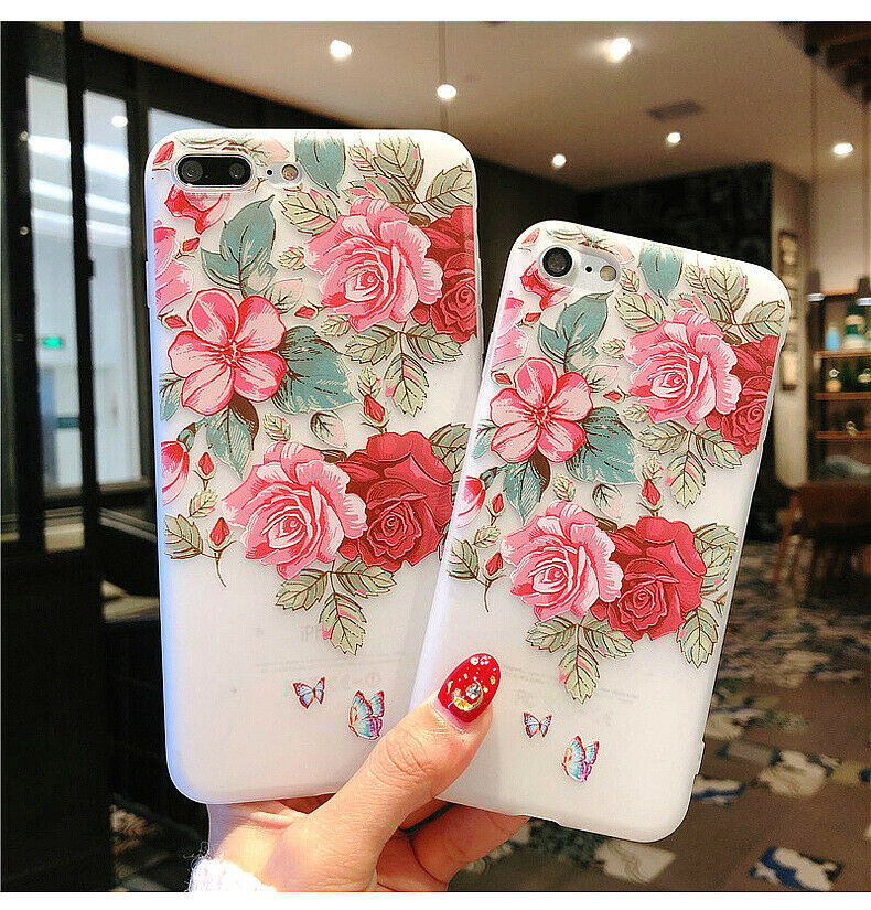 Clear Frost Flower Thin Soft Case For iPhone