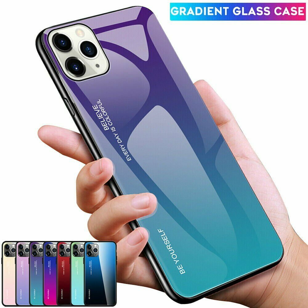 Luxury Tempered Glass Slim Hard Back Phone Case For iPhone