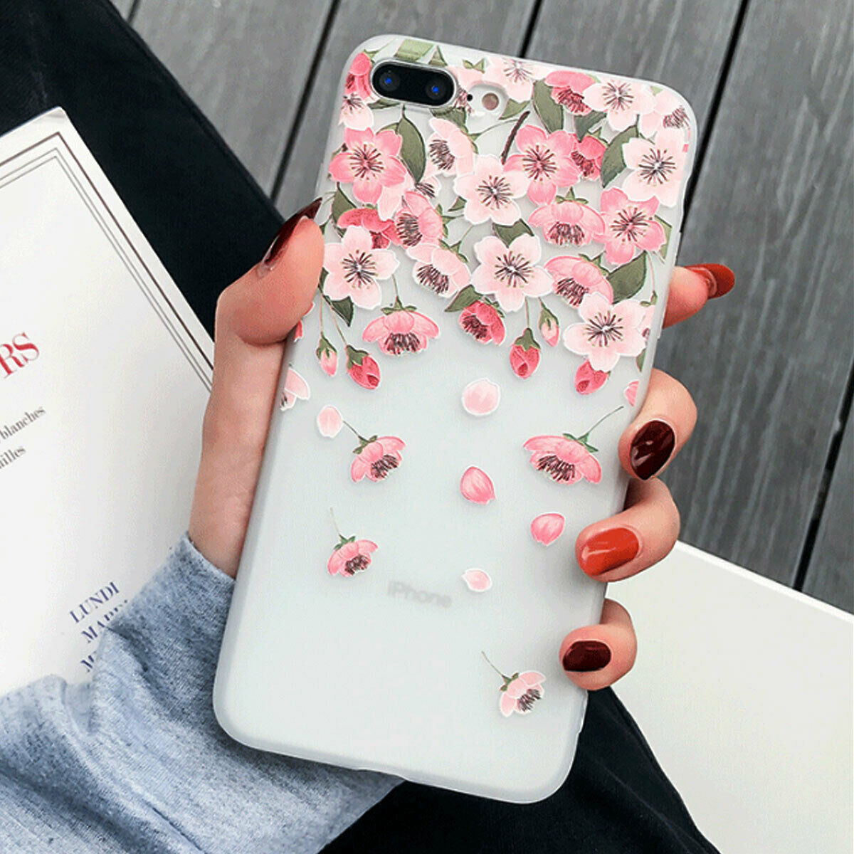 Clear Frost Flower Thin Soft Case For iPhone