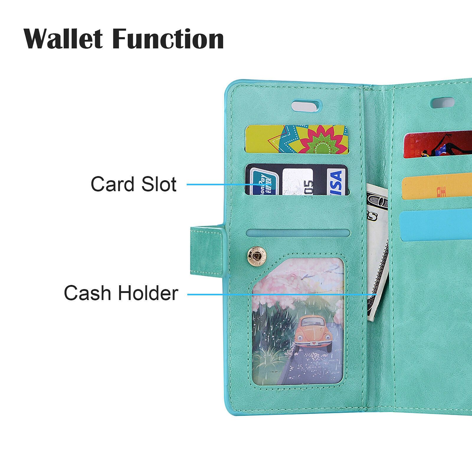 Leather Wallet Card Holder Stand Cover For iPhone