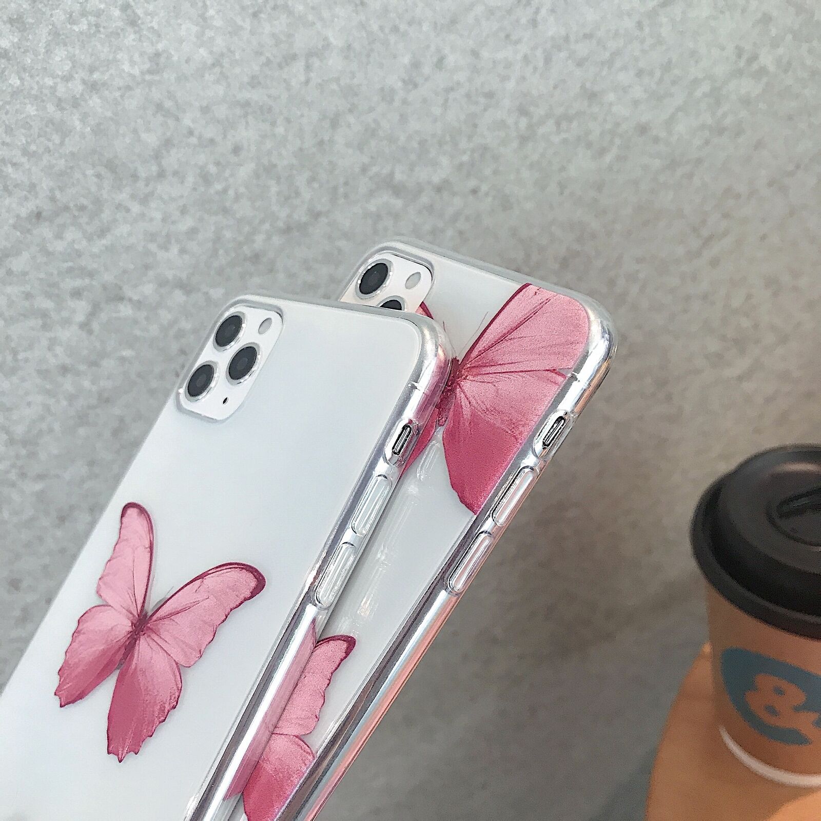 Butterfly Pattern Soft Rubber Back Case For iPhone