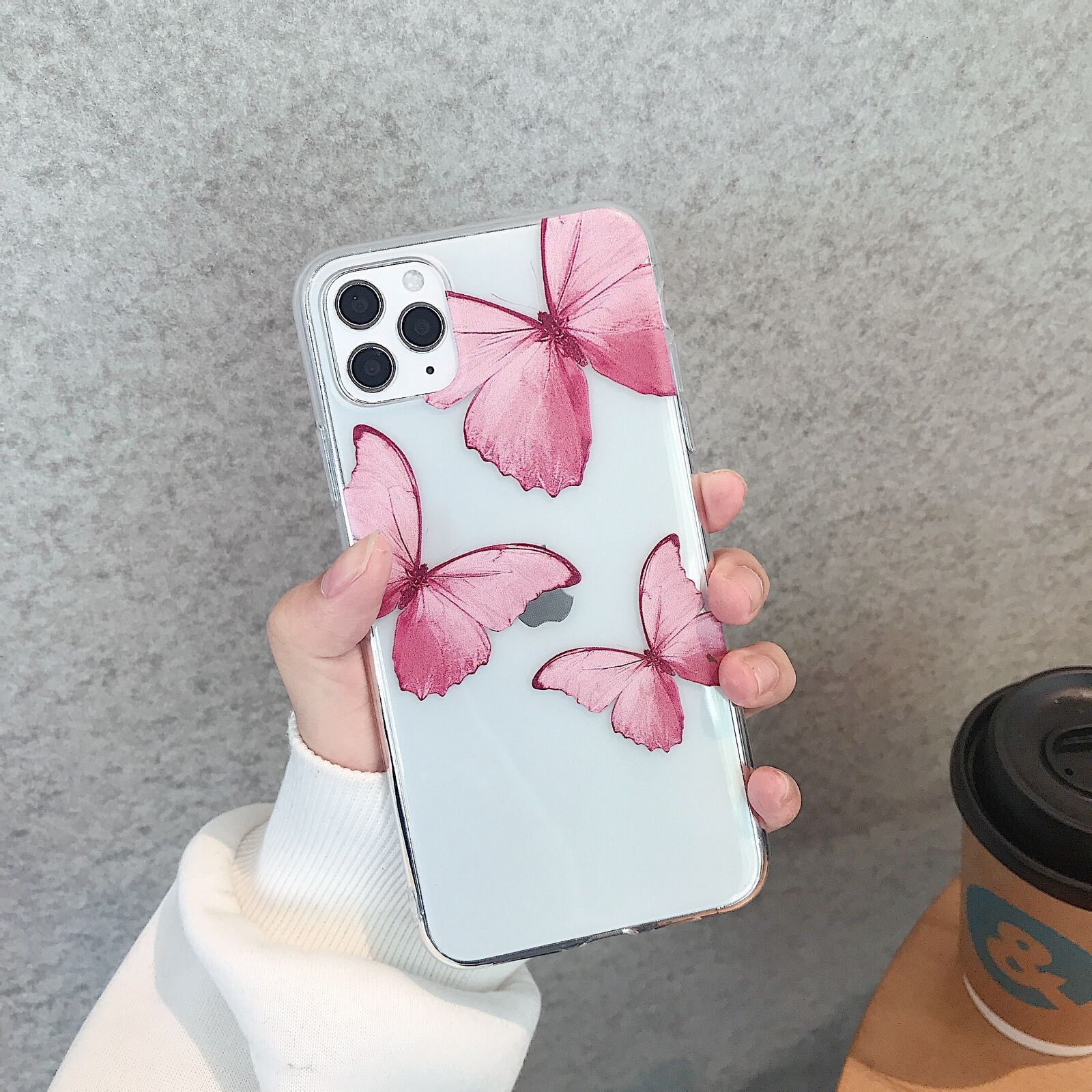 Butterfly Pattern Soft Rubber Back Case For iPhone