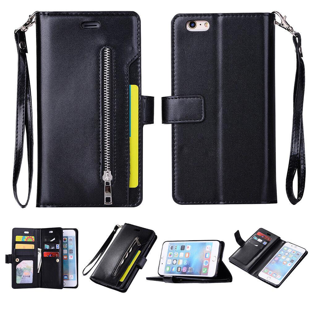 Leather Wallet Card Holder Stand Cover For iPhone