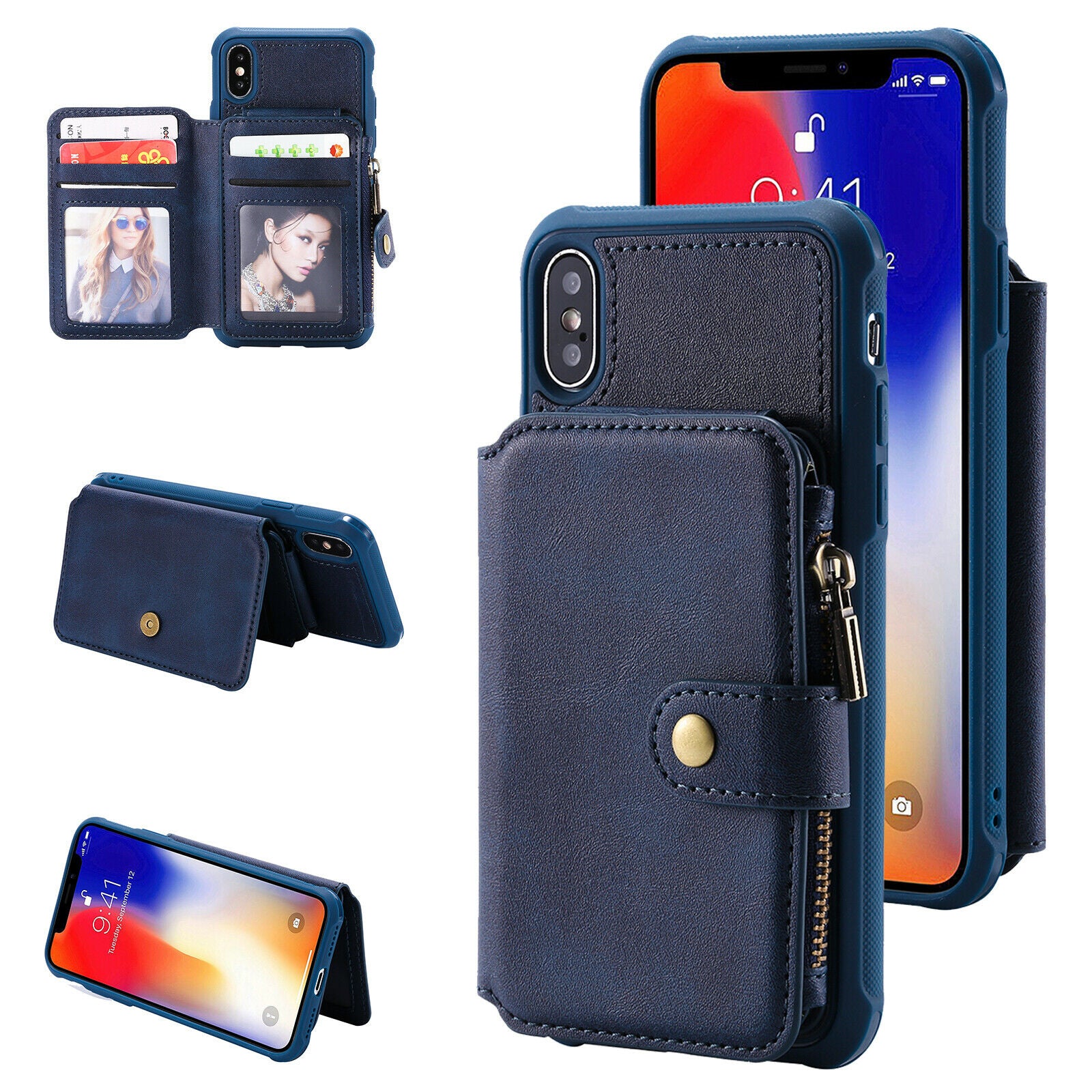 Zipper Multifunction Wallet Card Slot Leather Stand Case For iPhone