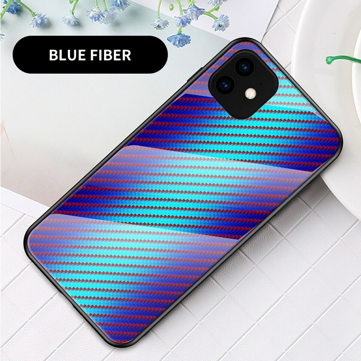 Gradient Hybrid Tempered Glass Rubber Hard Case Back For iPhone