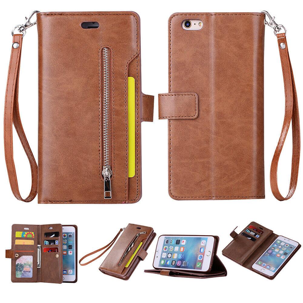 Leather Wallet Card Holder Stand Cover For iPhone