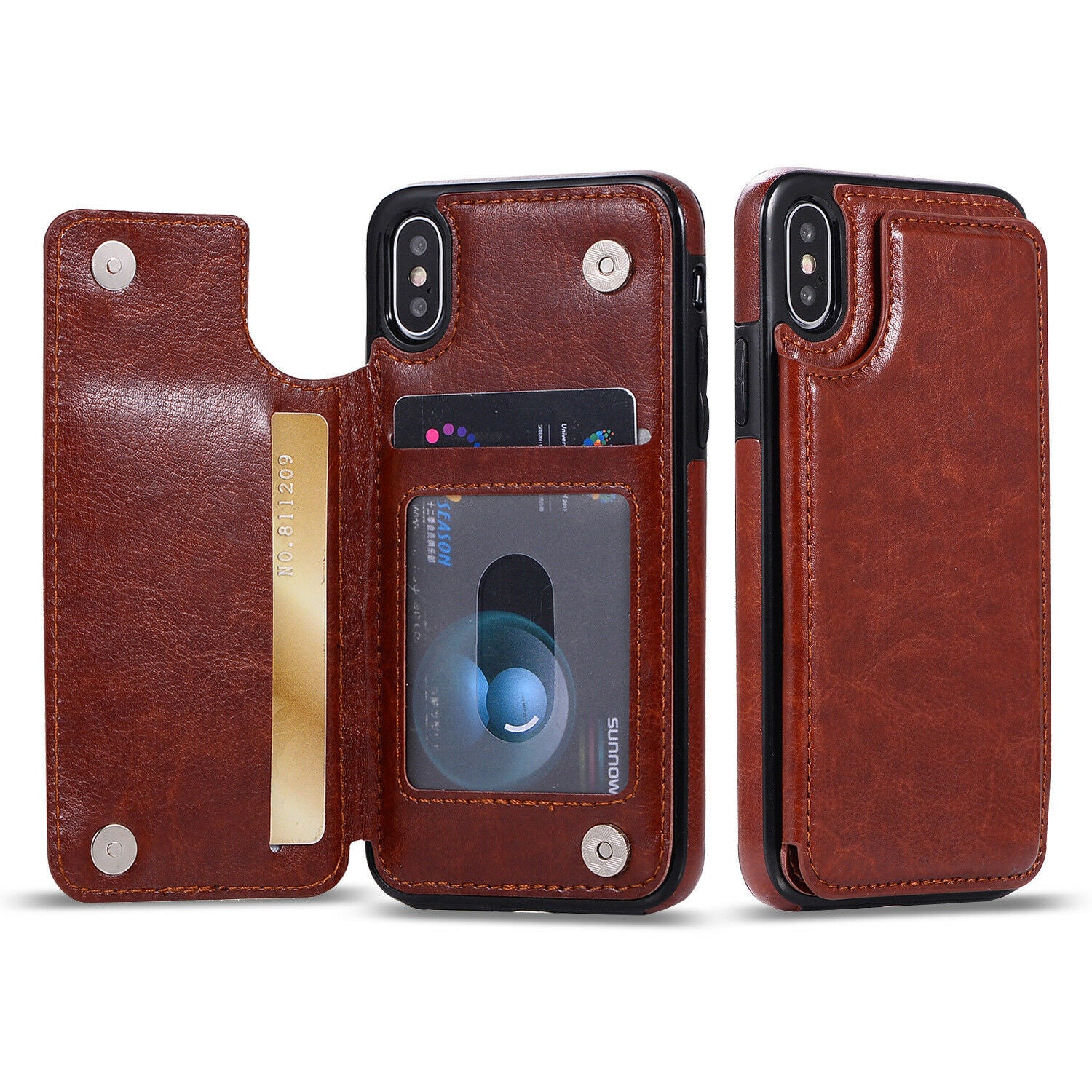 Fits Wallet Card Slot Case Leather Shockproof Magnetic For iPhone