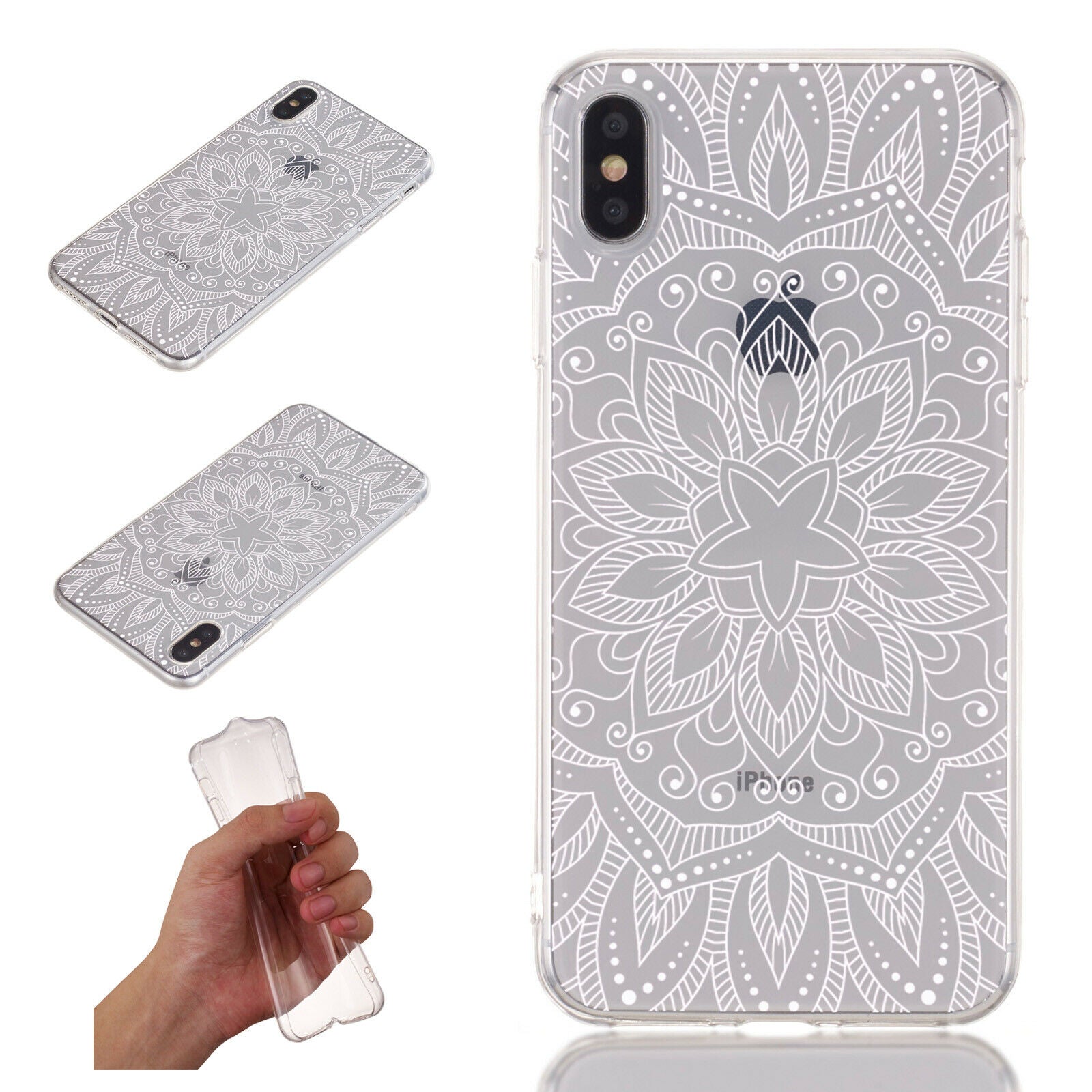 Flower Pattern Clear Soft Ultra Slim Back Case For iPhone