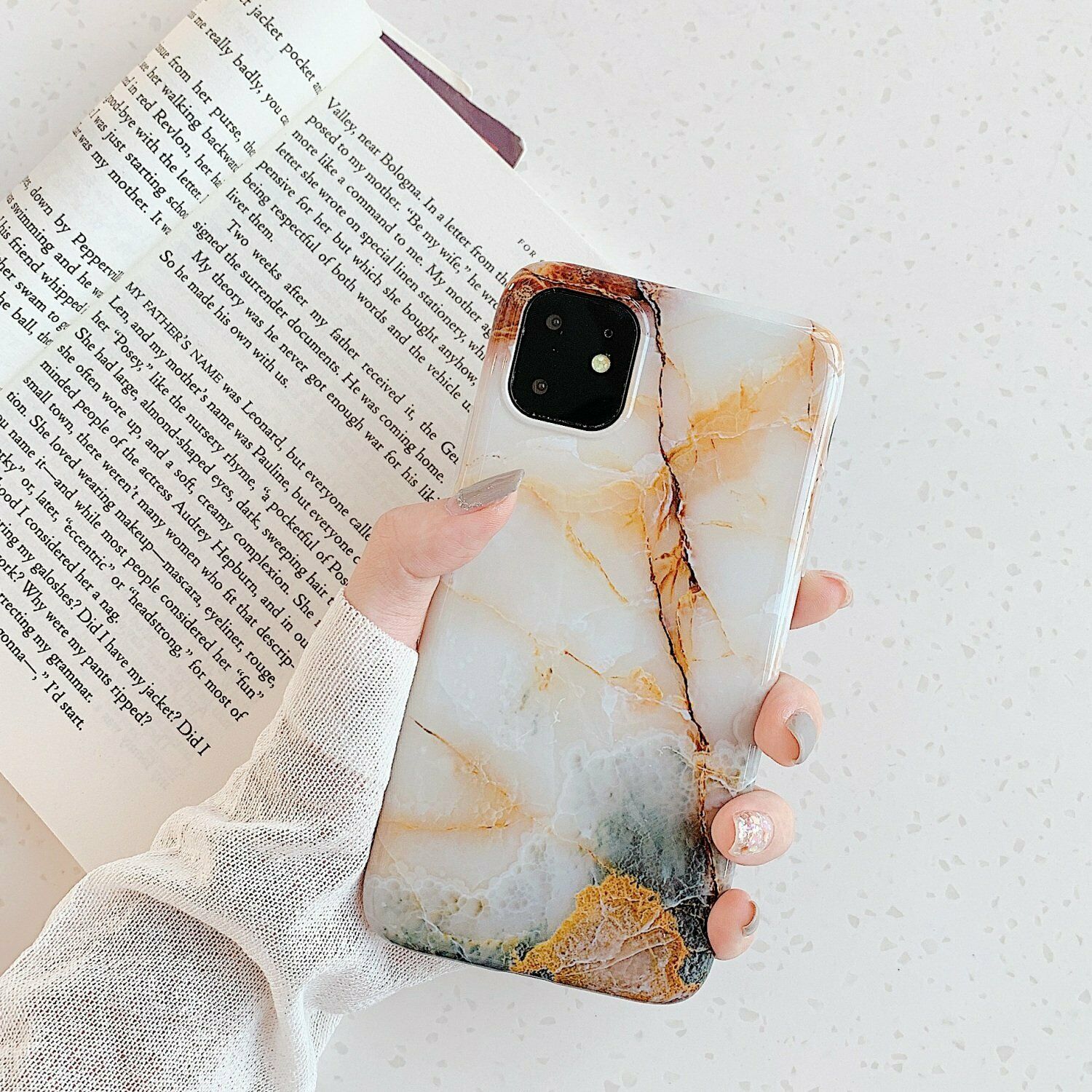 Rubber Marble Slim Soft Case For iPhone