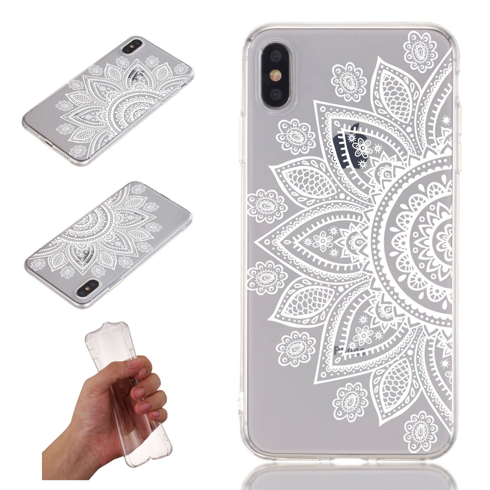 Flower Pattern Clear Soft Ultra Slim Back Case For iPhone