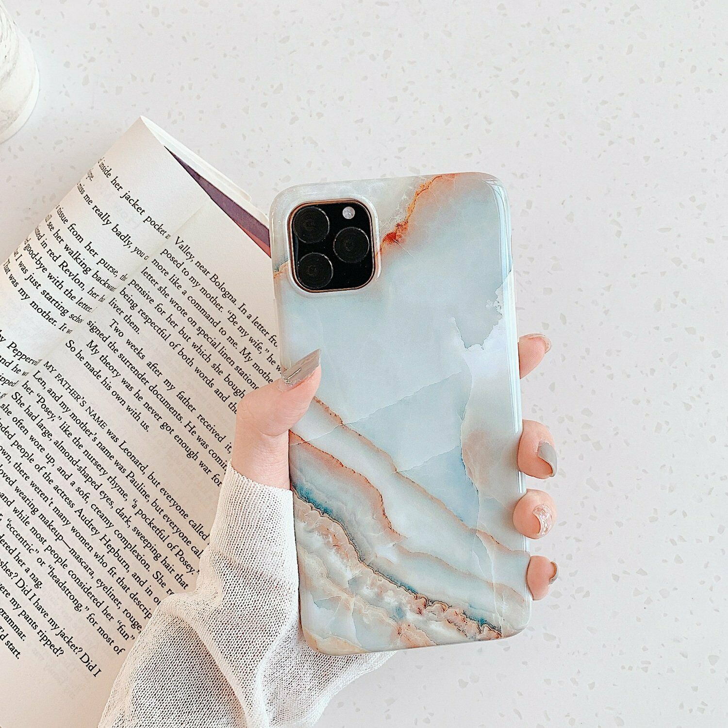 Rubber Marble Slim Soft Case For iPhone