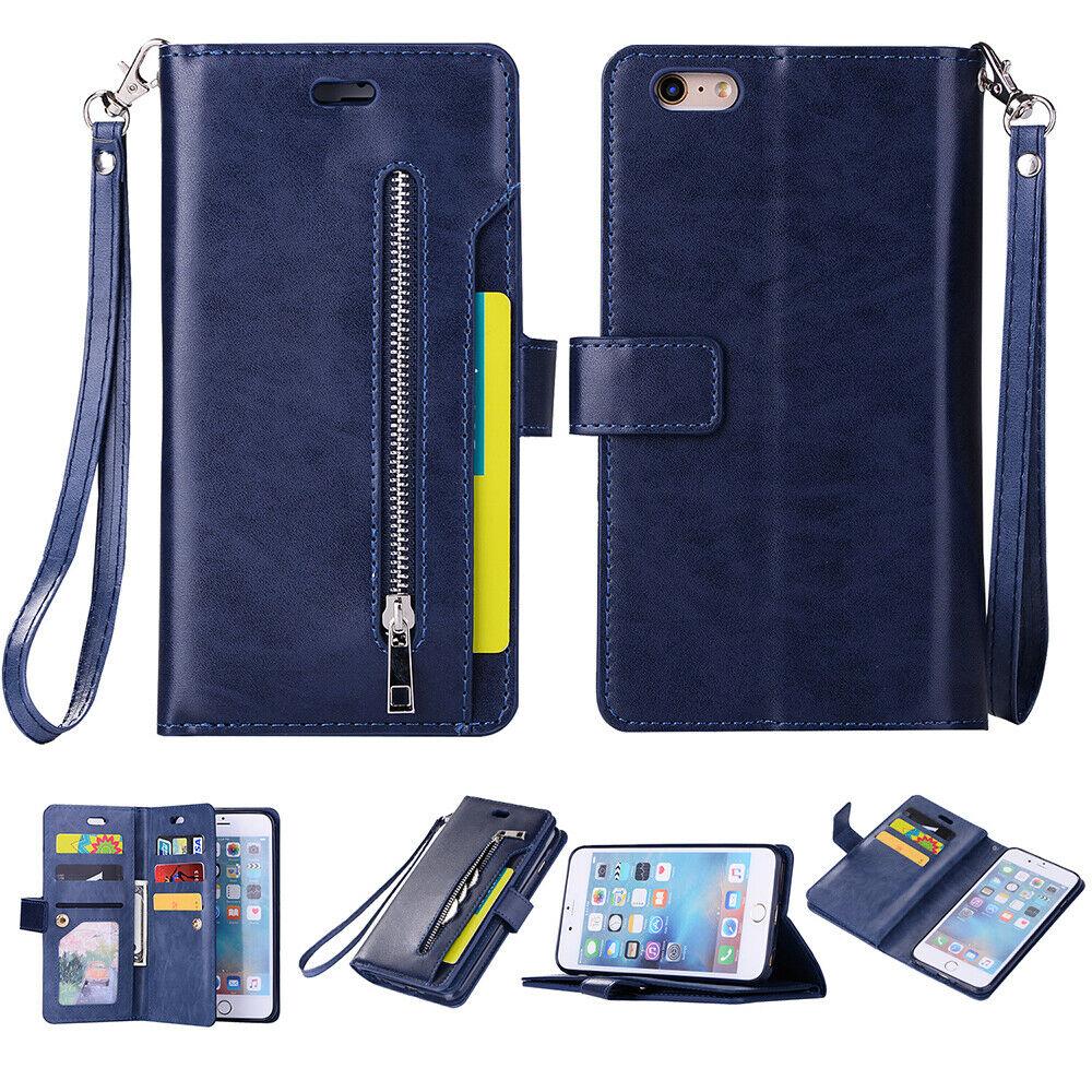 Leather Wallet Card Holder Stand Cover For iPhone