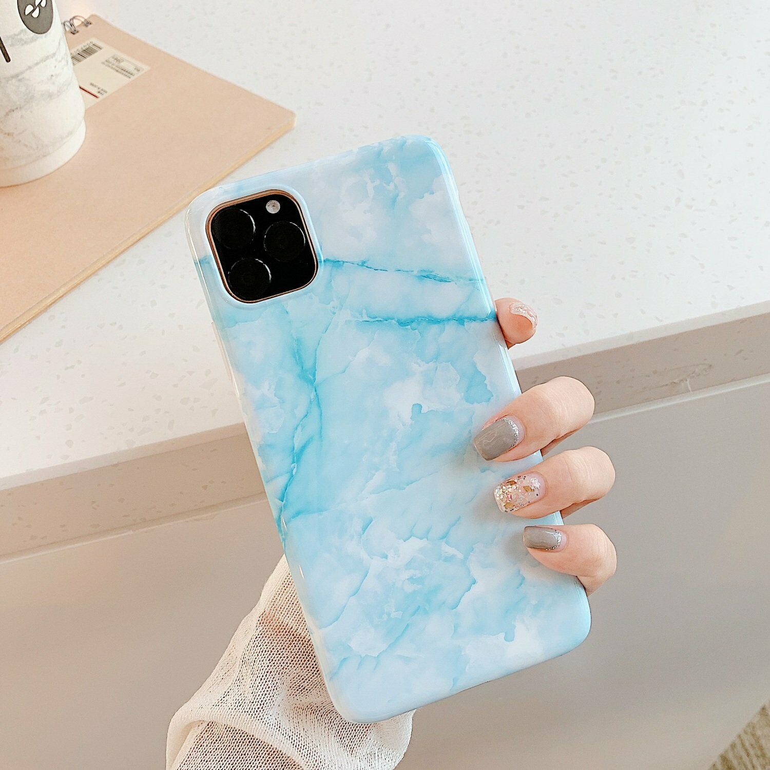 Rubber Marble Slim Soft Case For iPhone