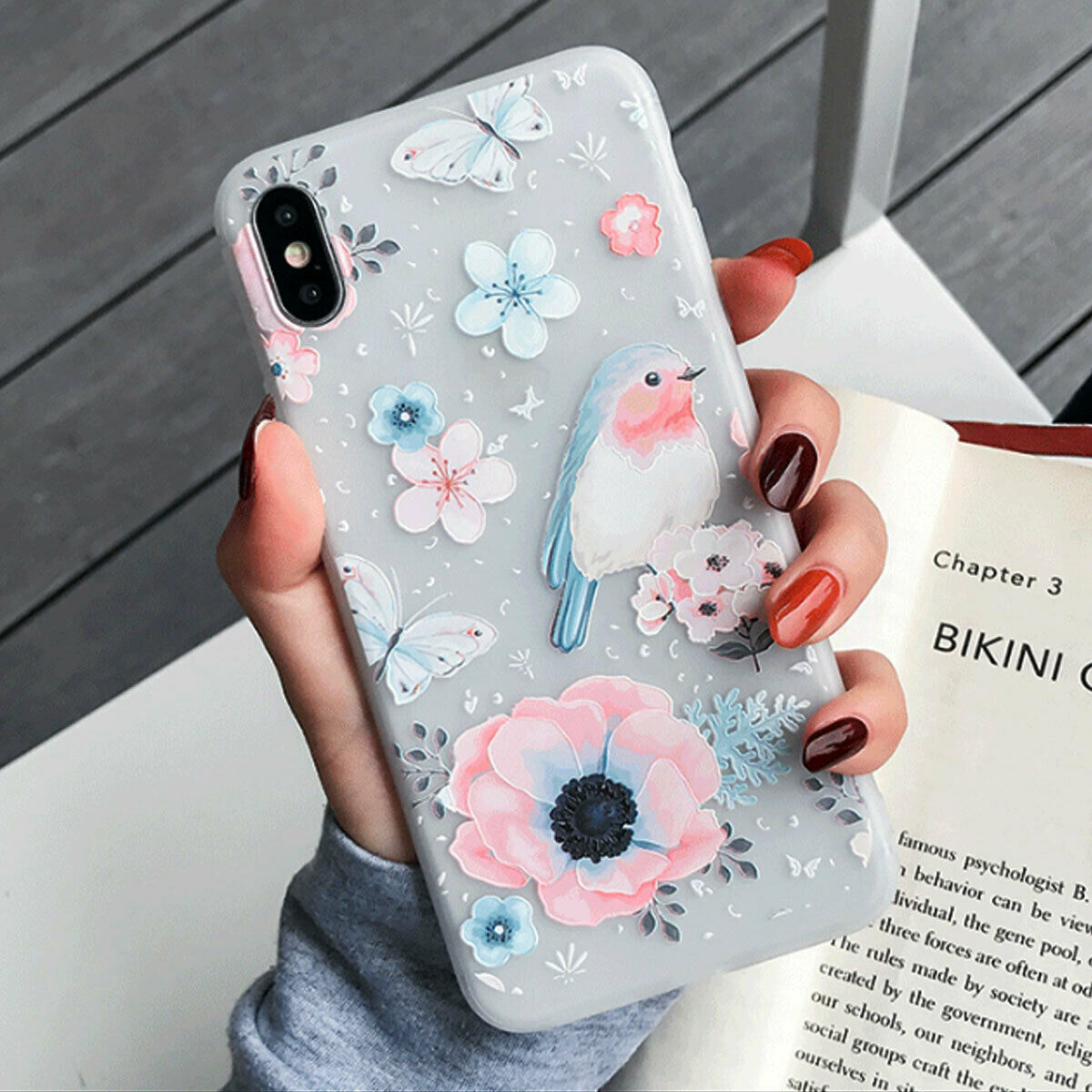 Clear Frost Flower Thin Soft Case For iPhone