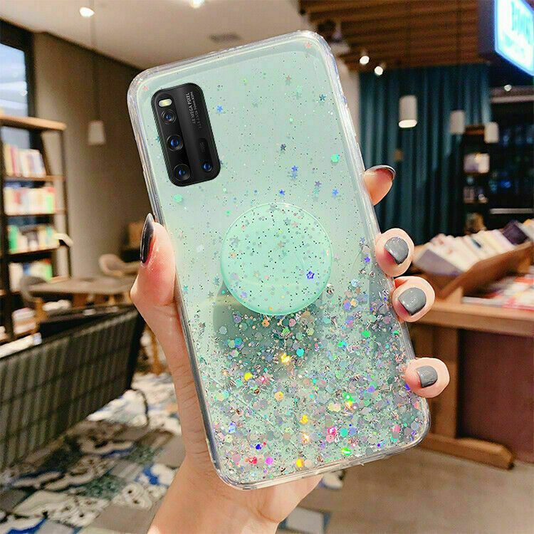 Bracket Glitter Bling Heart Phone Case for Samsung Galaxy