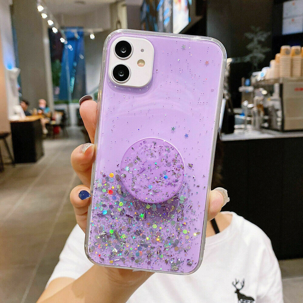 Bracket Glitter Bling Heart Phone Case for Samsung Galaxy