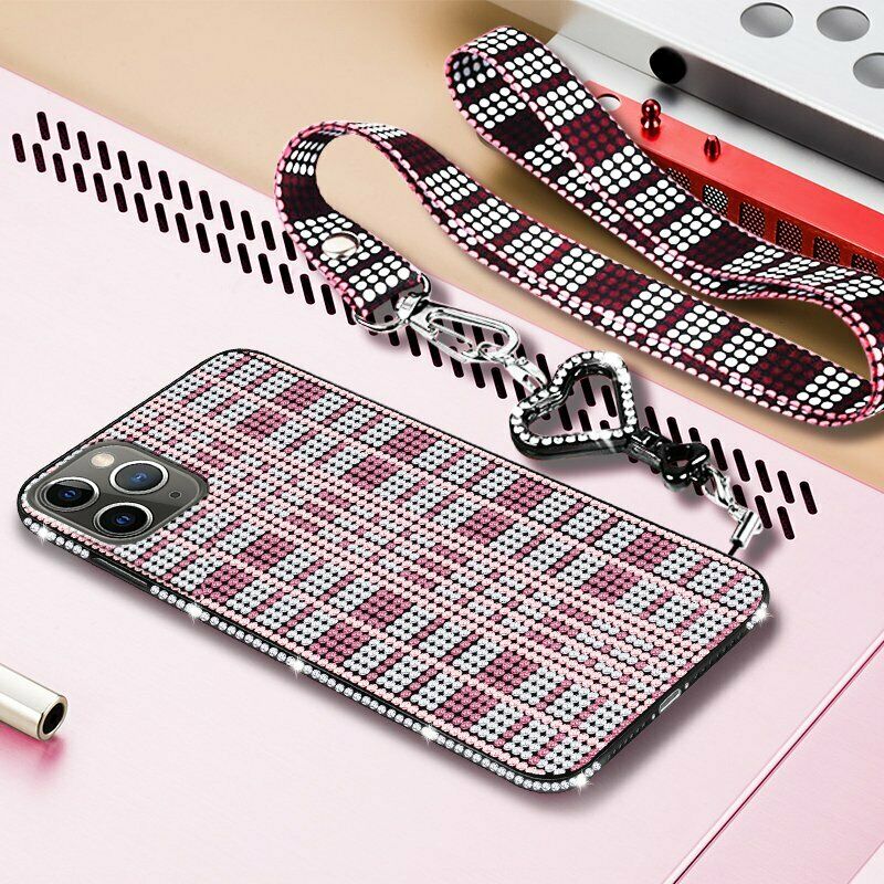 Women Crystal Bling Diamond Strap Case For iPhone