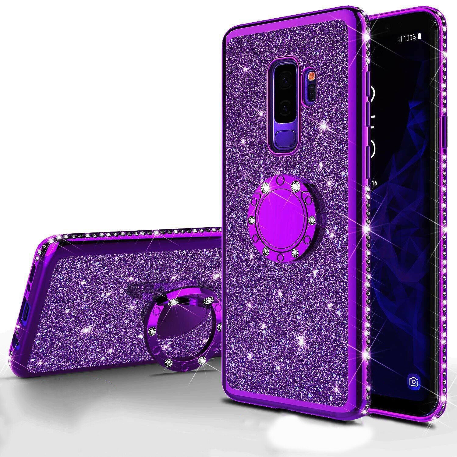 Bling Glitter Ring Stand Back Case for Samsung Galaxy S20 Plus Ultra