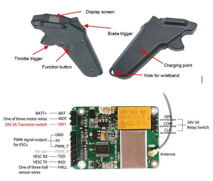 Maytech MTSKR2005WF V2 ESK8 Screen Remote for DIY skateboard Compatible with VESC FOCBOX