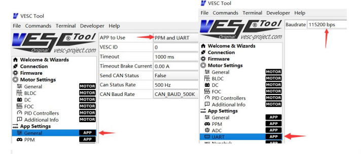 ppm bldc tool settings