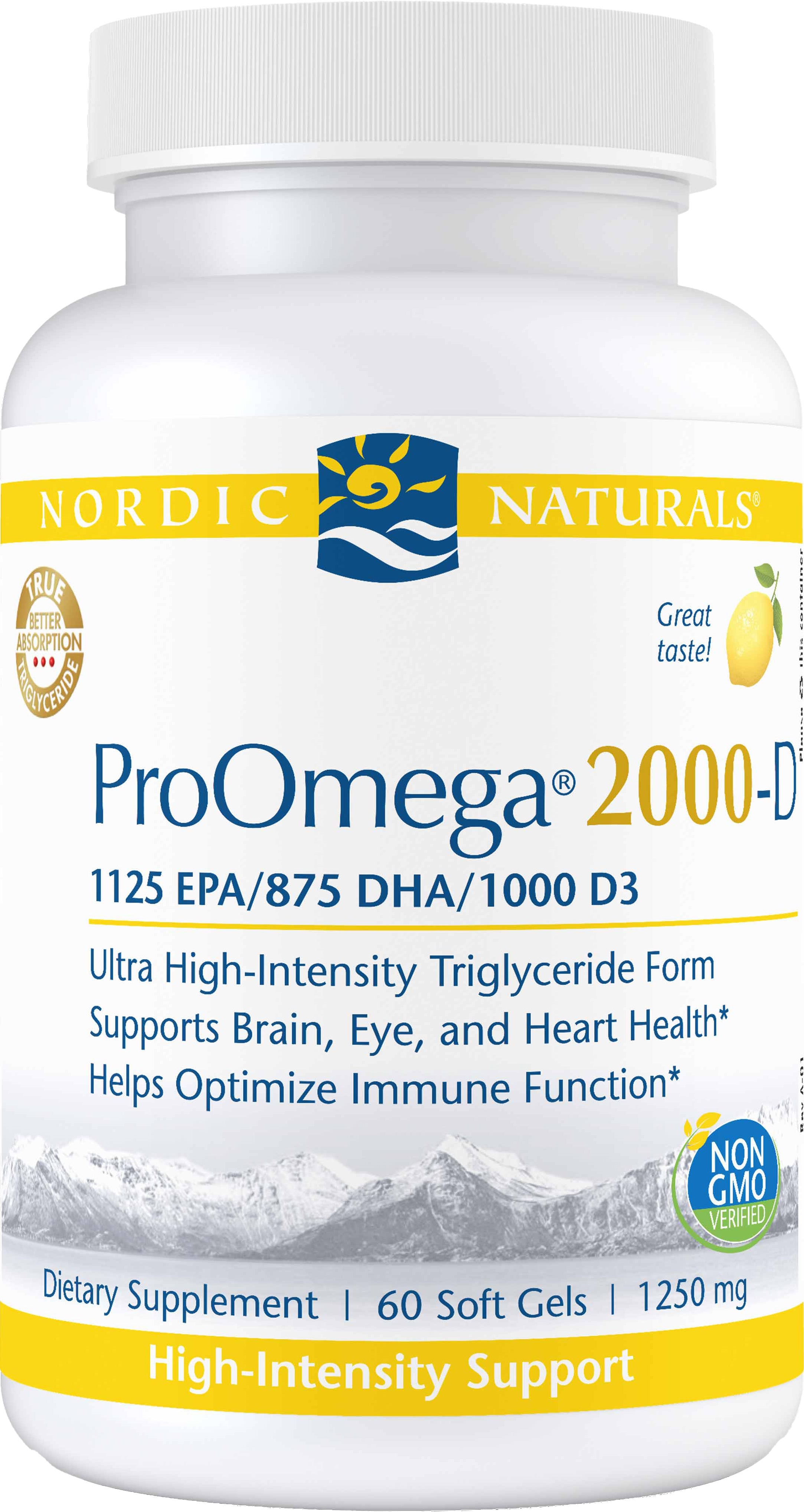ProOmega? 2000-D, 1125 EPA 875 DHA 1000 D3 1250 mg, 60 Softgels