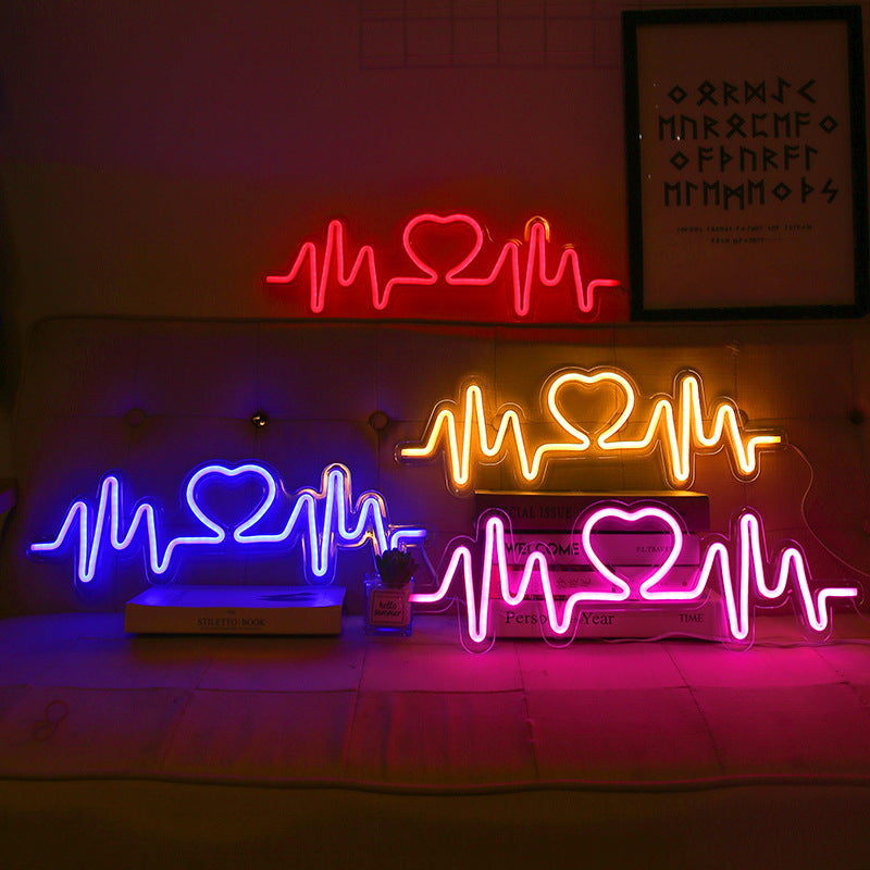  Heartbeat Neon LED Light Love Neon Sign Lamp for Background Wall 