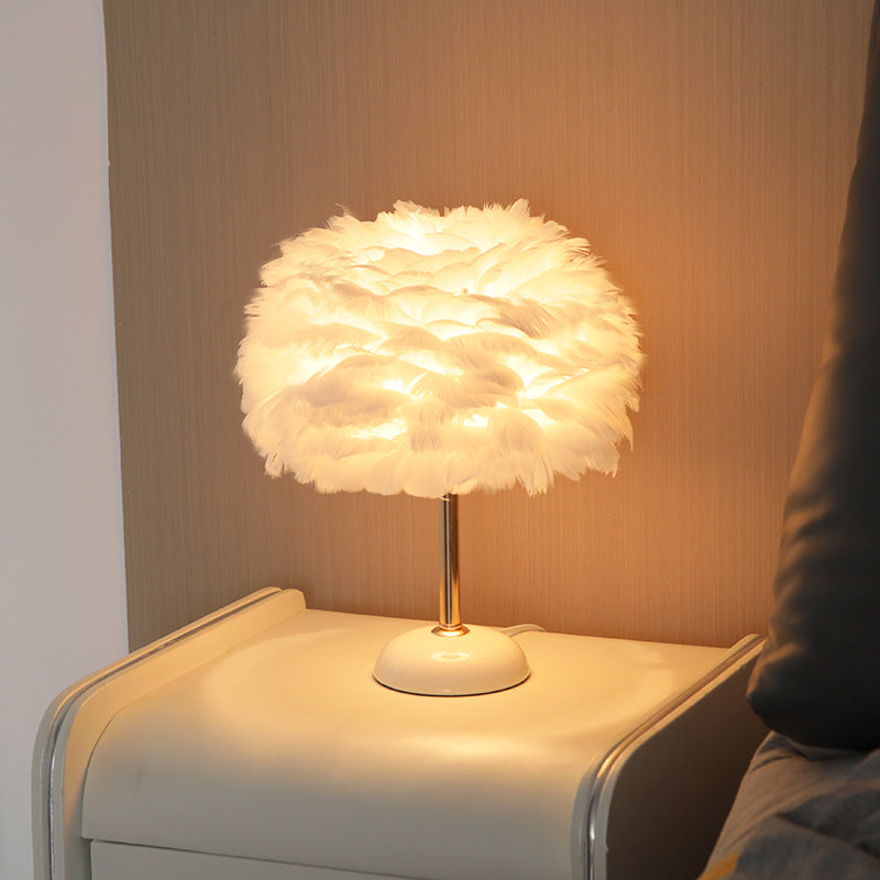  Feather Ceramic Table Lamp Elegant Modern Feather Decorative Bedside Desk Lamp 