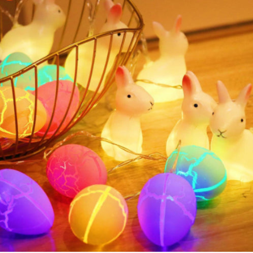  Easter Party Decorations Bunny Eggs and Rabbits LED String Lights 