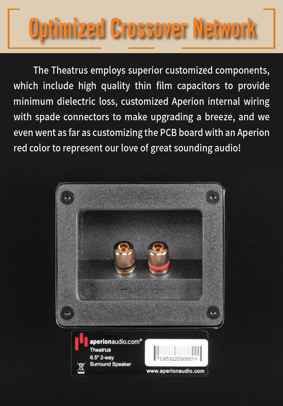 Aperionaudio Theatrus TC65 Cinema/Studio Surround AMT Ribbon Tweeter Surround Speaker