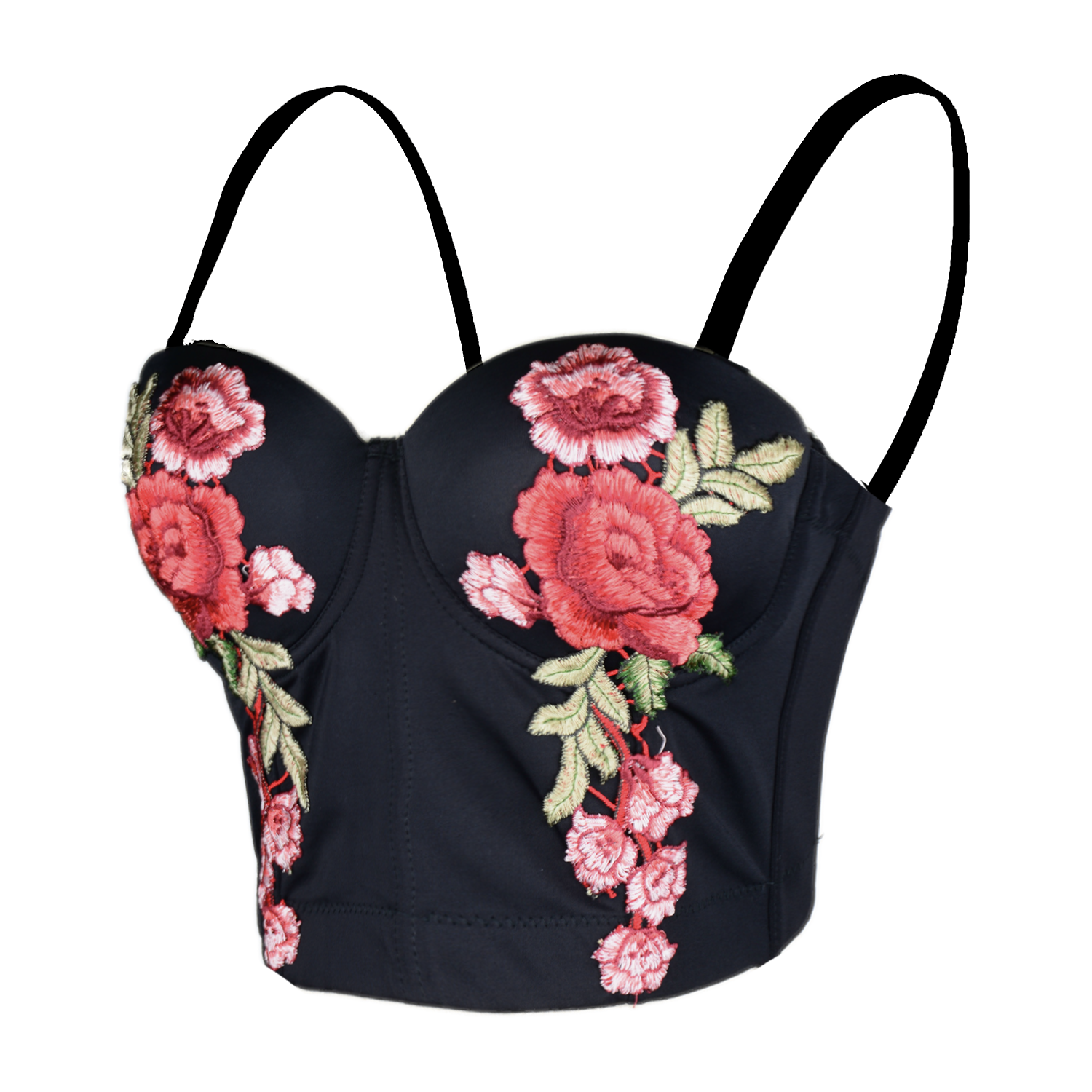 ELLACCI Women's Embroidery Floral Sexy Bustier Top Smooth Corset Bra ...