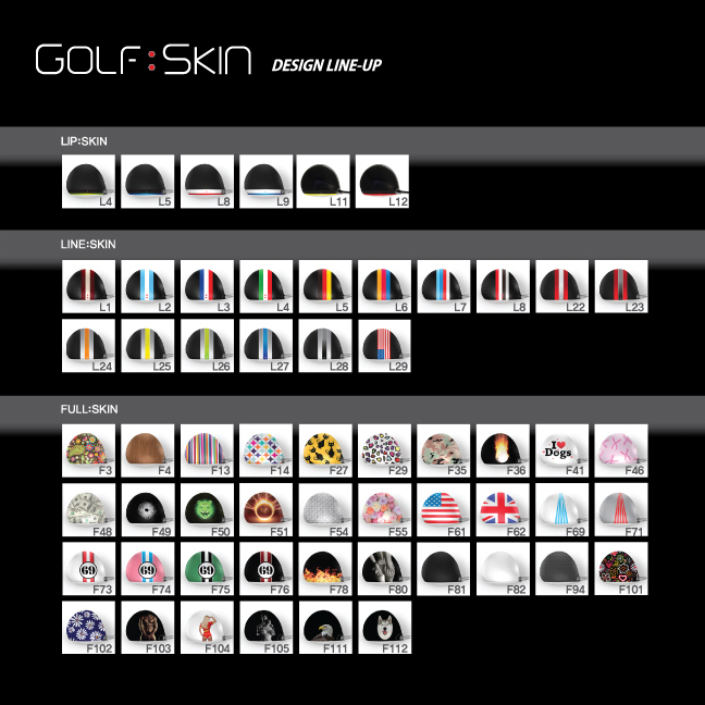 Golf Club Head Protection, Interesting Designs, in Various Patterns and Colors Cover Films by Golf Skin