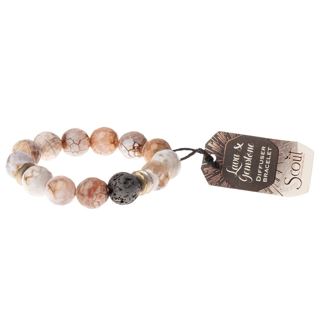 Lava & Gemstone Diffuser Bracelet - Sand Agate