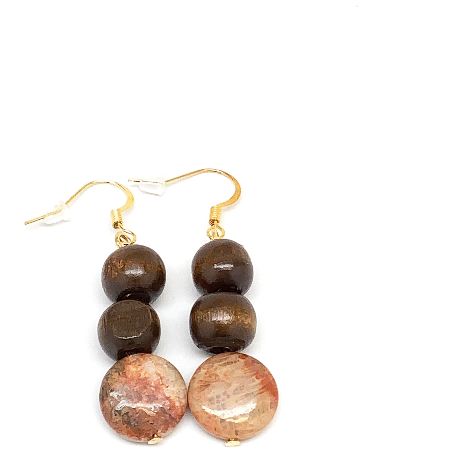 Fossilized Sandstone and Wood Diffuser Earrings