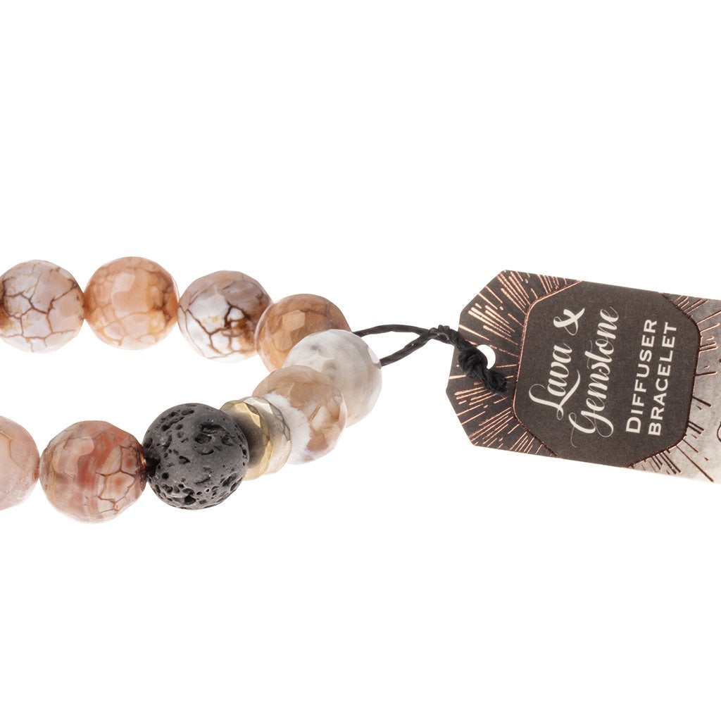 Lava & Gemstone Diffuser Bracelet - Sand Agate