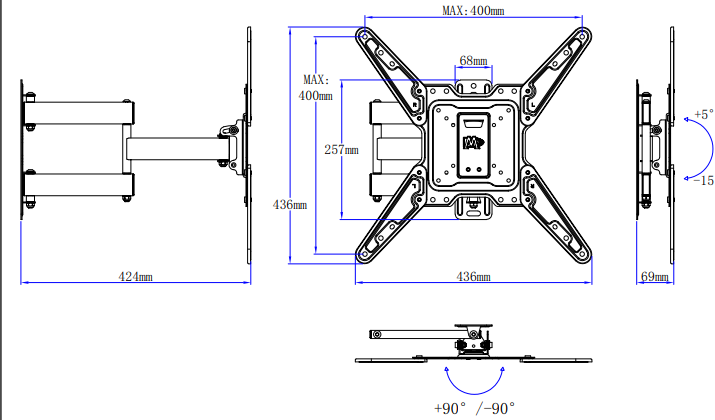 Mounting Dream tv mount md2413-mx product dimensions