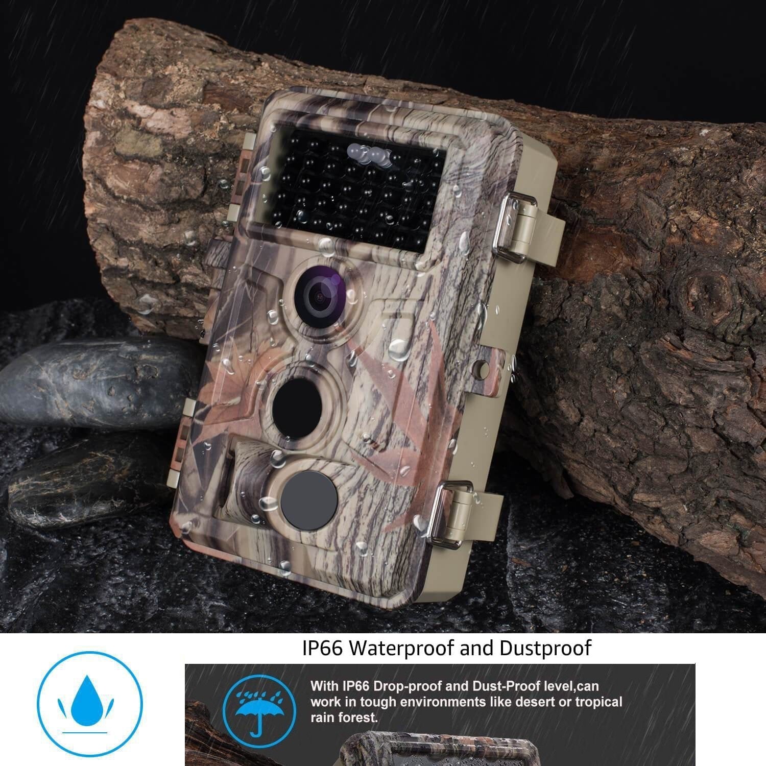 Game Trail Wildlife Hunting Deer Camera 20MP 1080P H.264 MP4/MOV Video with Night Vision Motion Activated Waterproof No Flash