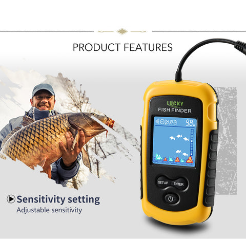 RICANK Portable Fish Finder with Hard Travel EVA Case, Handheld Fish Depth  Finder Ice Kayak Shore Boat Fishing Fish Detector Device Sonar Sensor