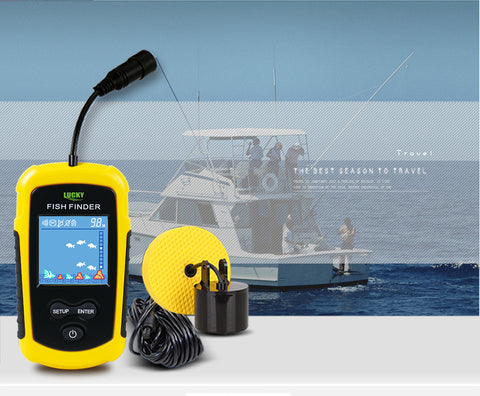 Atibin Handheld Kayak Fish Depth Finder Portable Transducer Fish Finder  Sonar Boat Dock Fish Finders Display Water Fishing Yellow