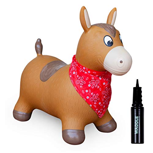 Waddle Bouncy Hopper Inflatable Hopping Animal, Brown Horse
