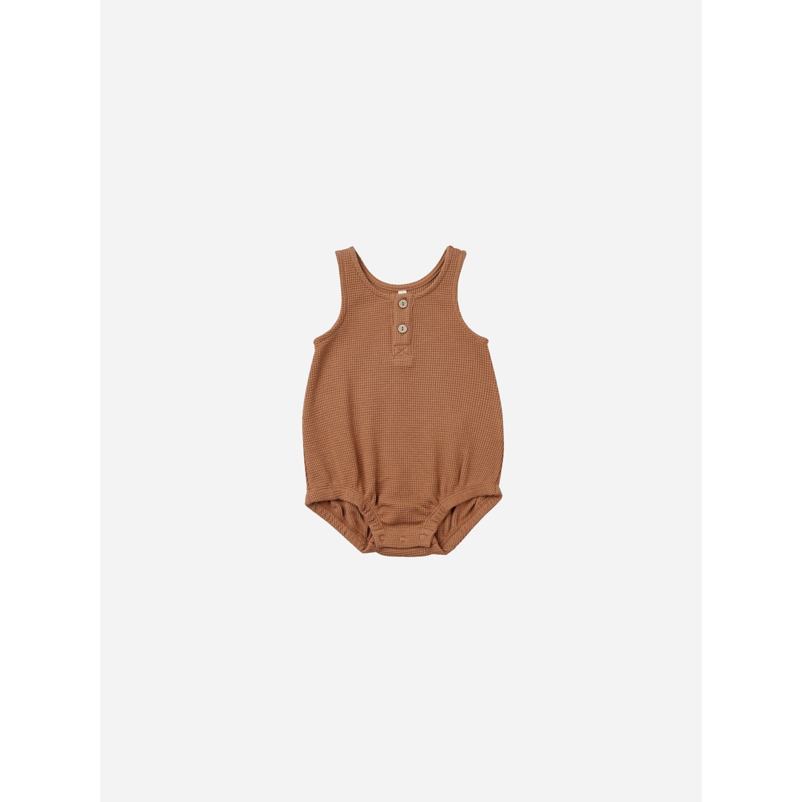 Quincy Mae Sleeveless Bubble Romper, Clay