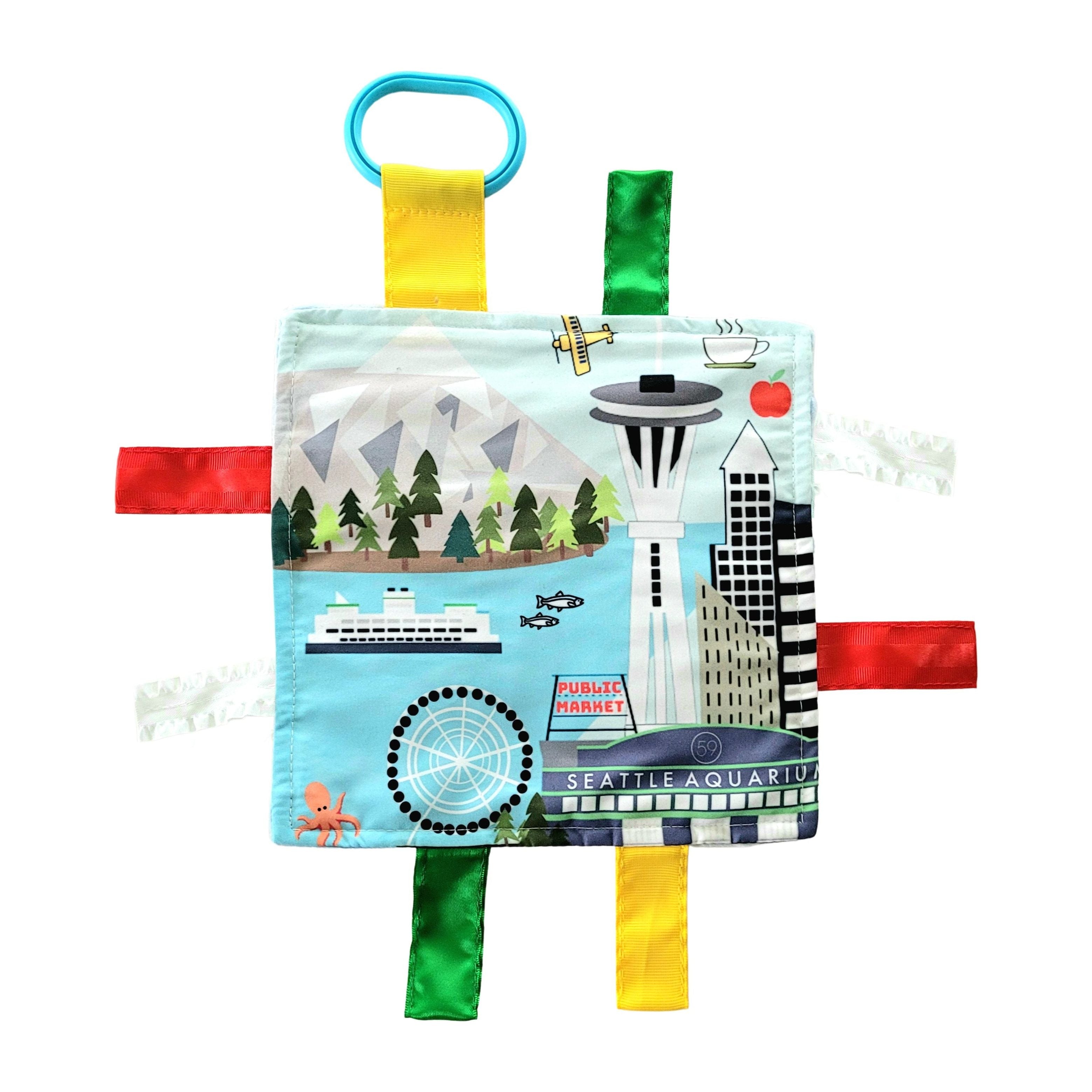 BabyJackCo 8x8 City and State Crinkle Tag Squares Seattle