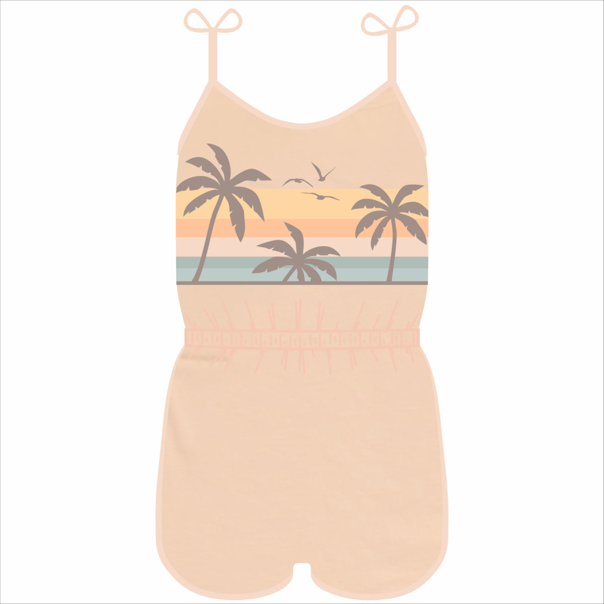 Tiny Whales Vacation Romper, Faded Pink