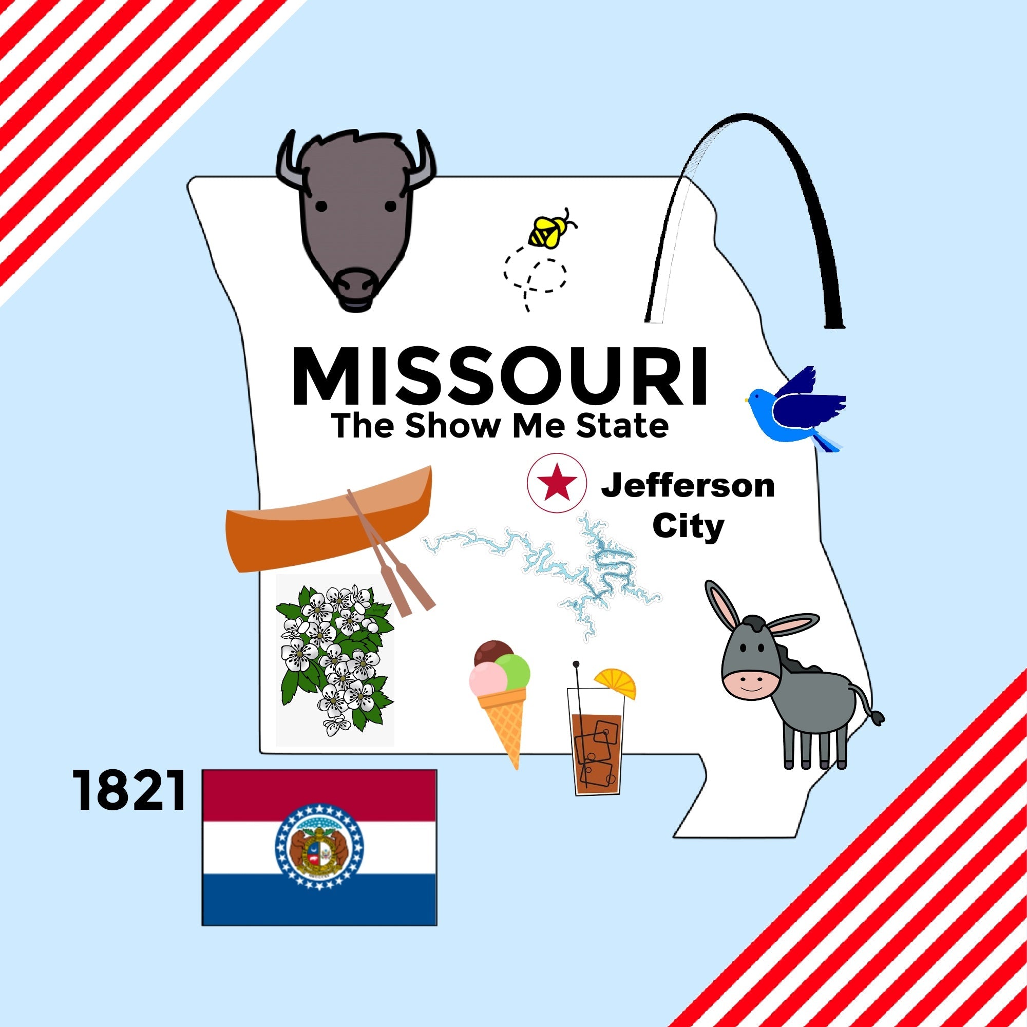 BabyJackCo 8x8 City and State Crinkle Tag Squares Missouri