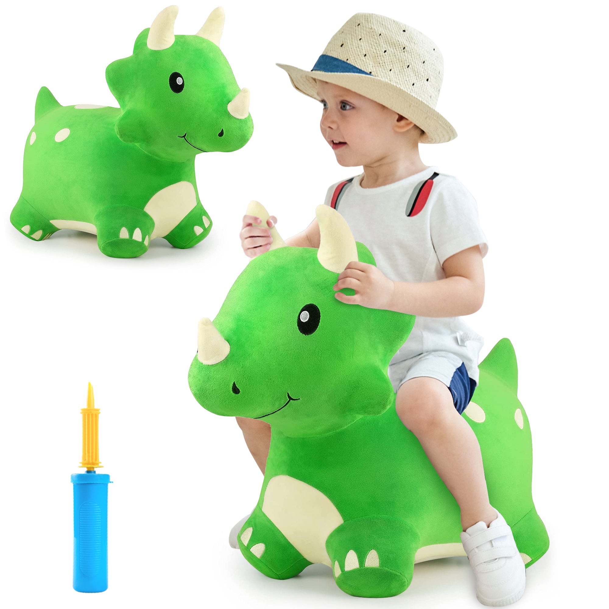 iPlay iLearn Bouncy Pals Kids Triceratops Dinosaur Hopper Ride on Toy
