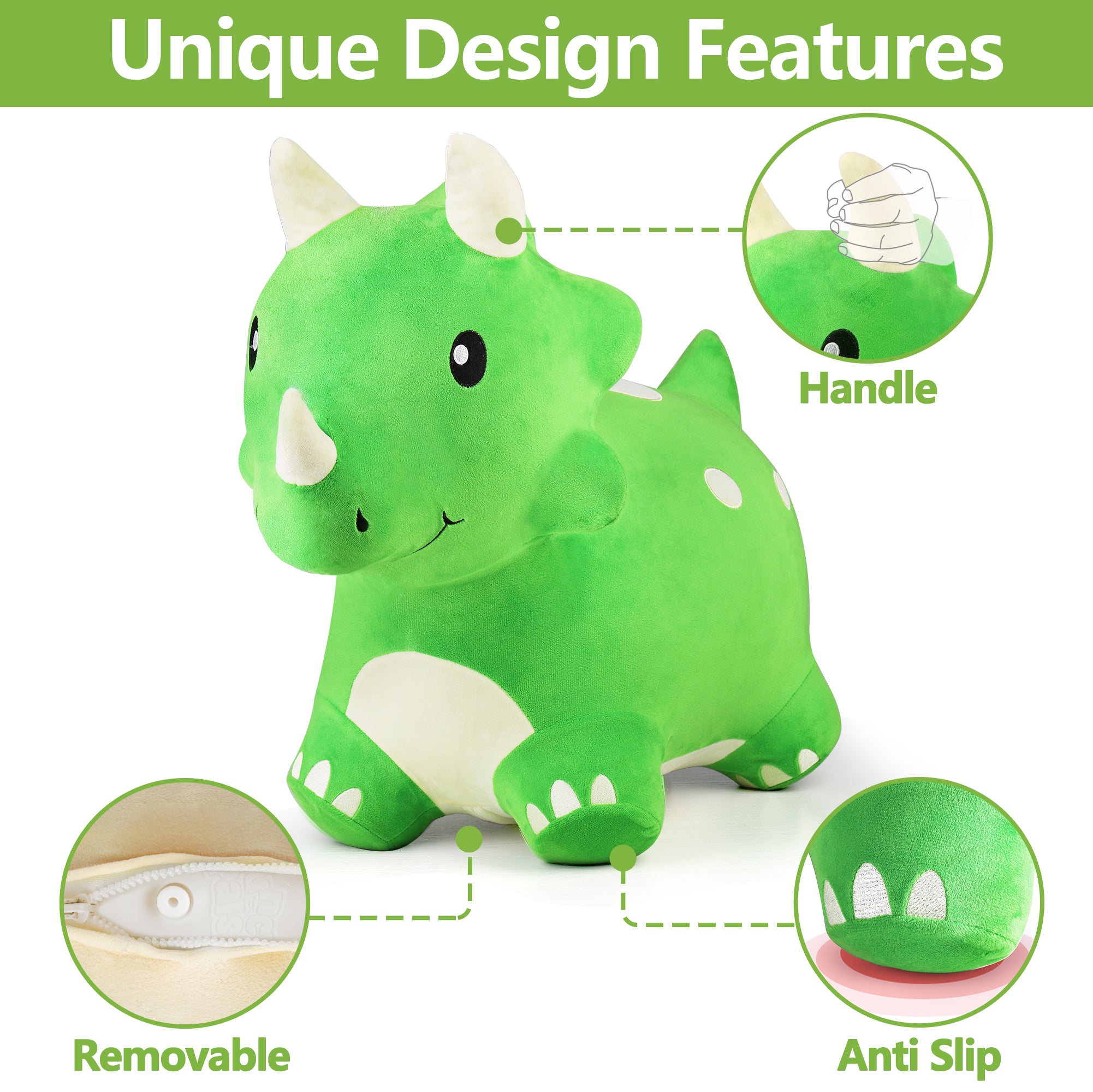 iPlay iLearn Bouncy Pals Kids Triceratops Dinosaur Hopper Ride on Toy