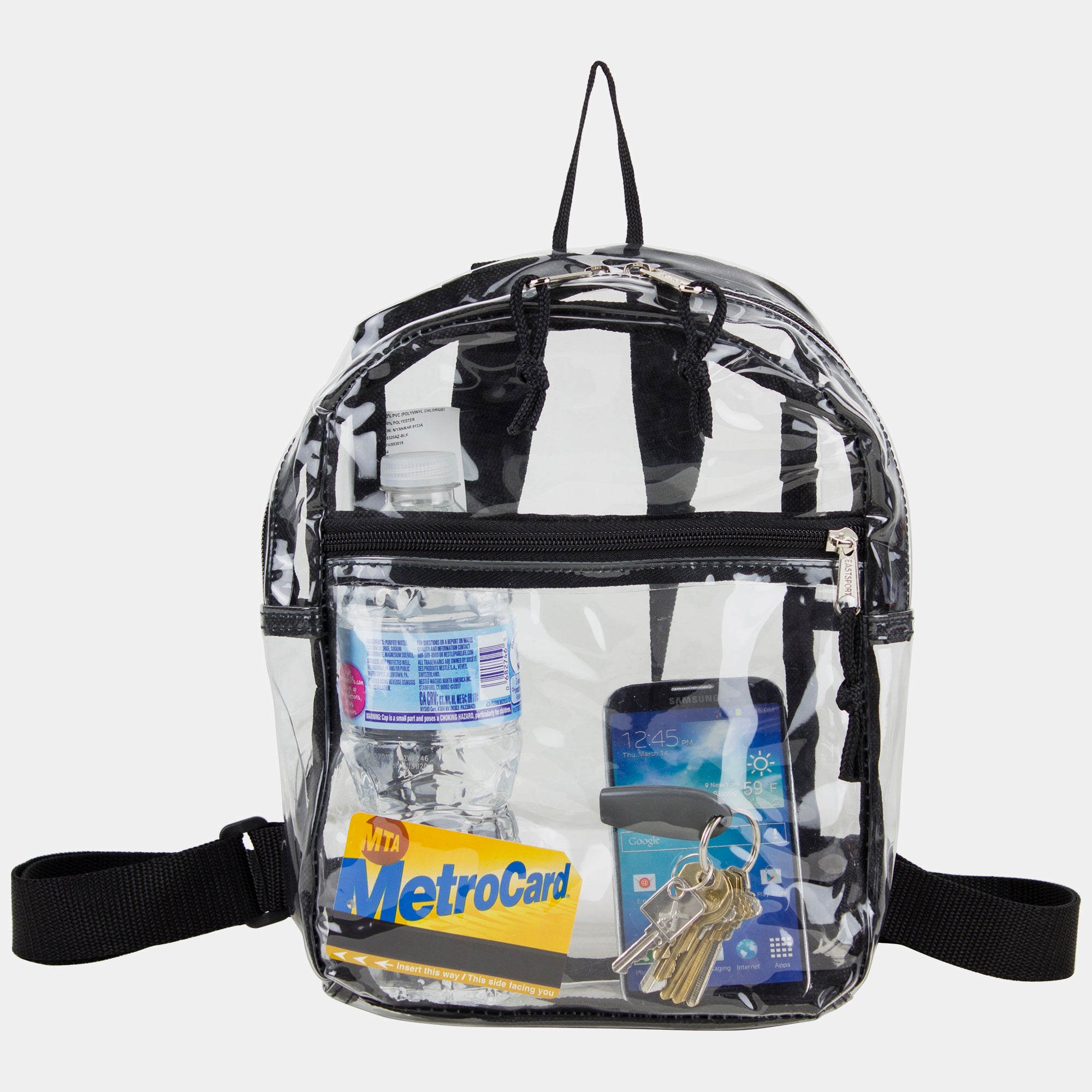 Eastsport 100% Transparent Clear Mini Backpack with Adjustable Straps